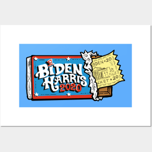 Biden Harris 2020 Golden Election Ticket Posters and Art